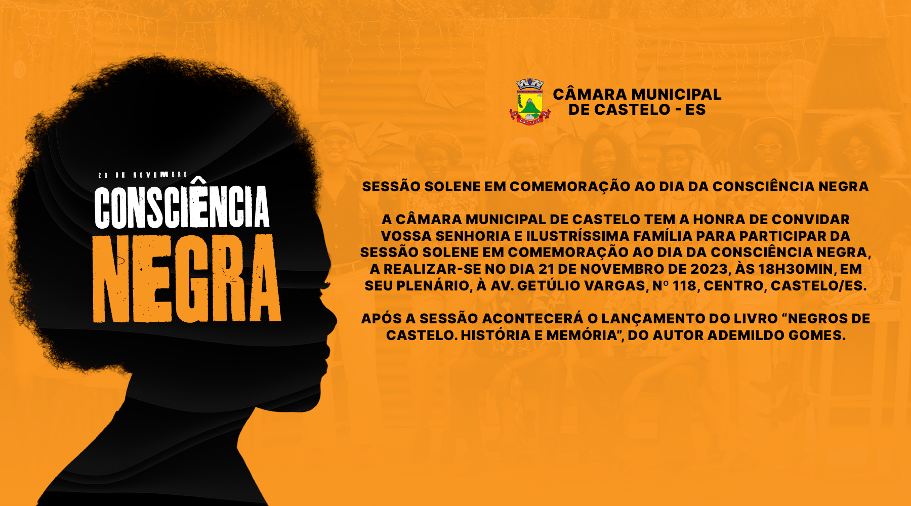 Convite Sessão Solene em Comemoração ao Dia da Consciência Negra