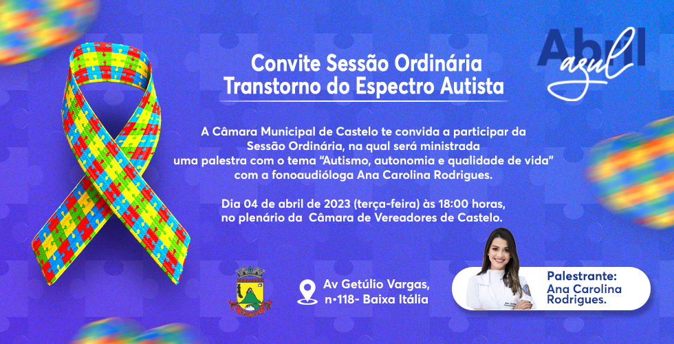 Convite Sessão Ordinária - Transtorno do Espectro Autista 